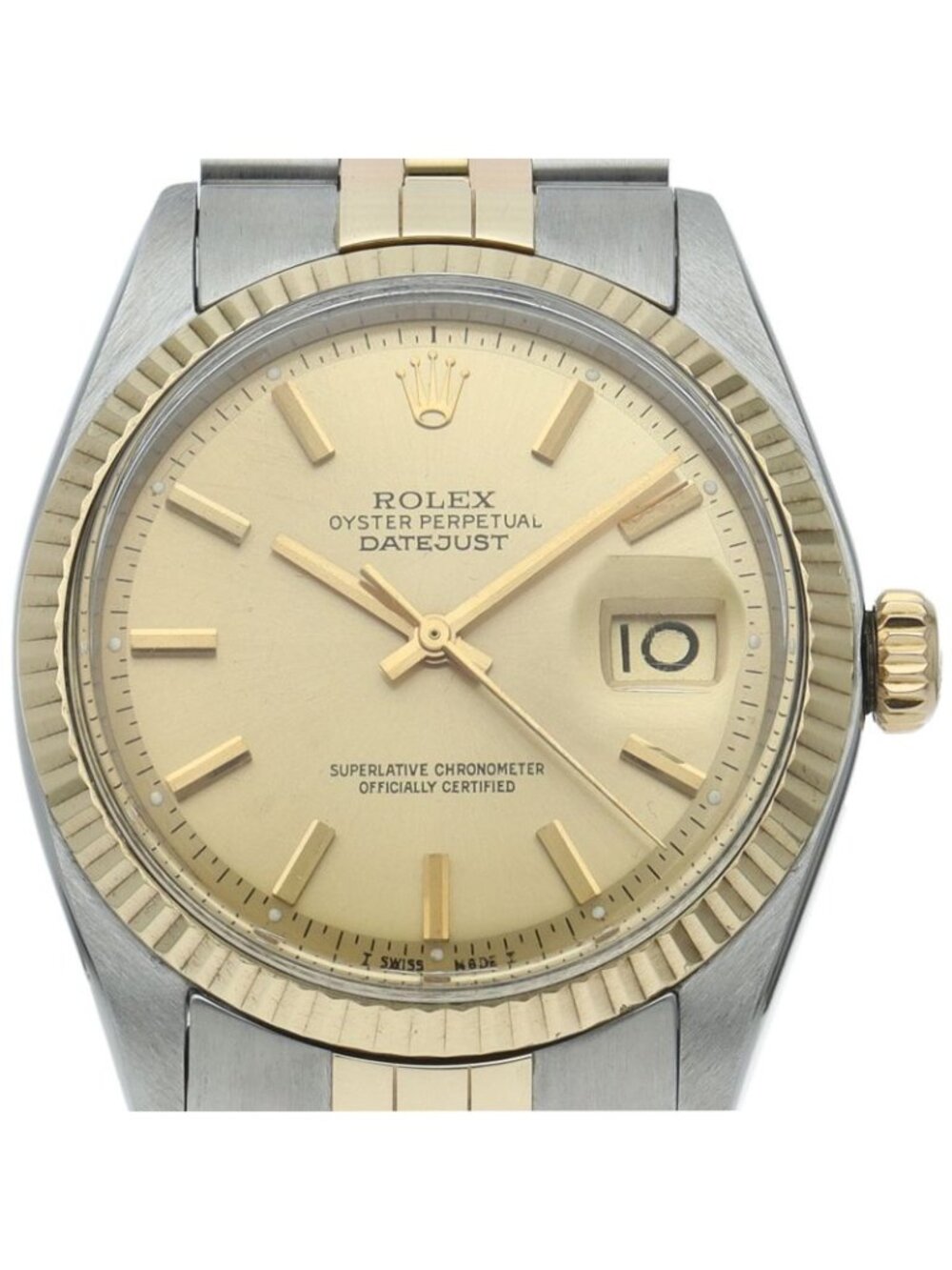 Rolex Datejust Watch Antique 160.33 18k White Gold SS Champagne